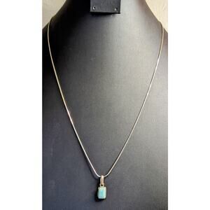 Vintage Sterling Silver Larimar Pendant 24" Necklace